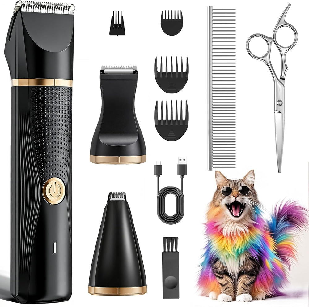 Cat Grooming Clippers Kit with Paw Trimmer, 3 in 1 Electric Pet Hair Trimmer ...
