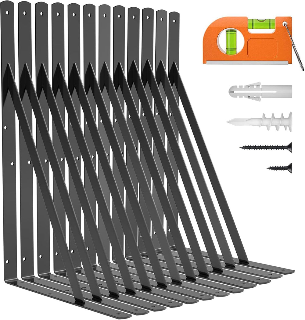 LuckIn 12-Pack Heavy Duty Shelf Bracket 18 Inch, Fit for 18 20 24 Inch Floati...