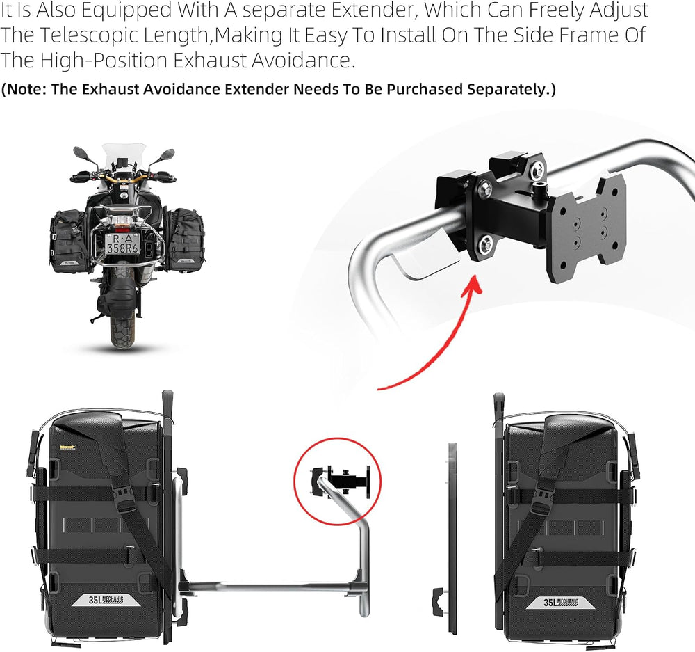 Rhinowalk Motorcycle Saddle bag Waterproof Luggage Bag 35L Quick Release with...
