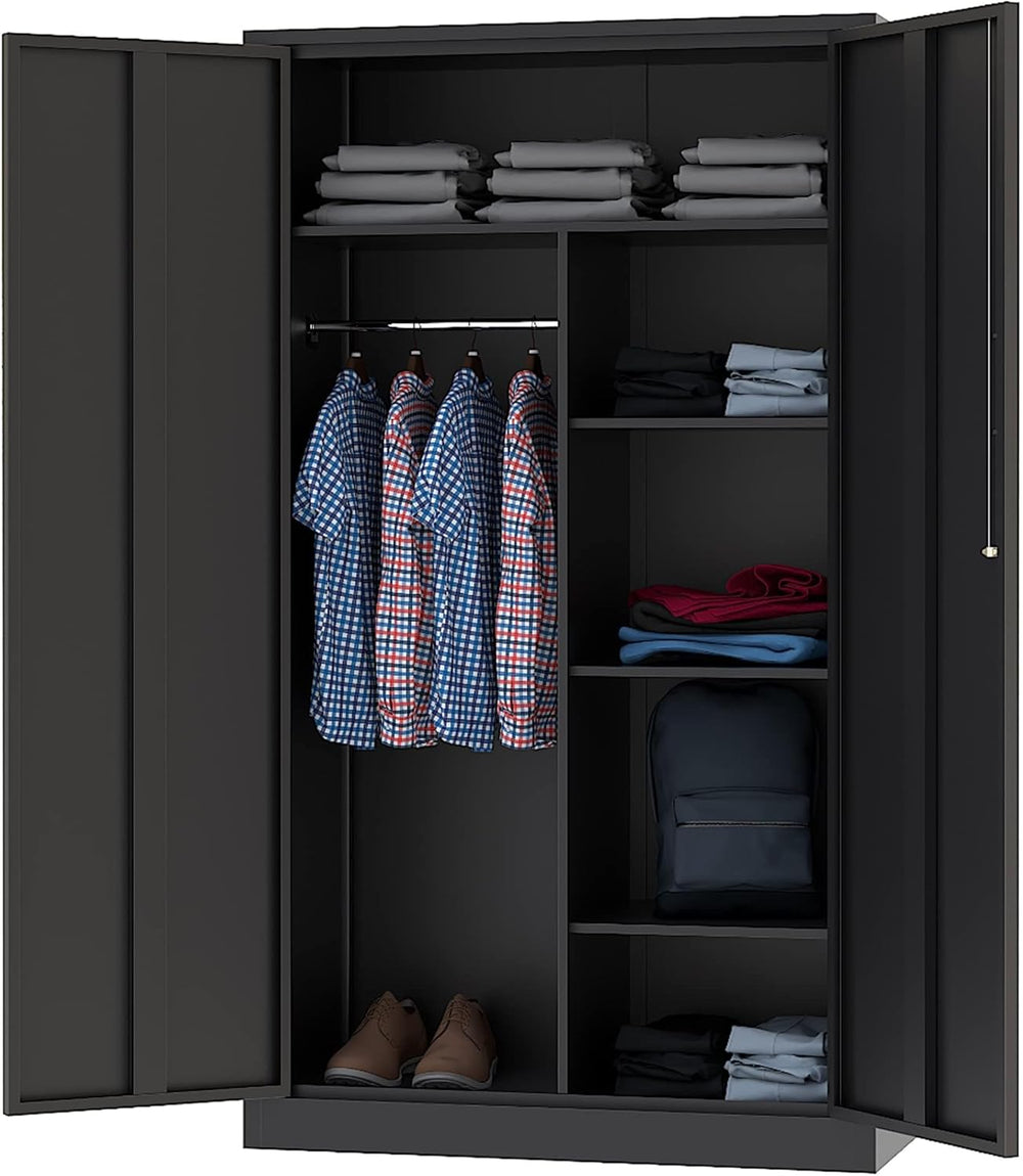 Letaya Metal Storage Cabinets Locker with Lock Door, 72'' Clothing Co...