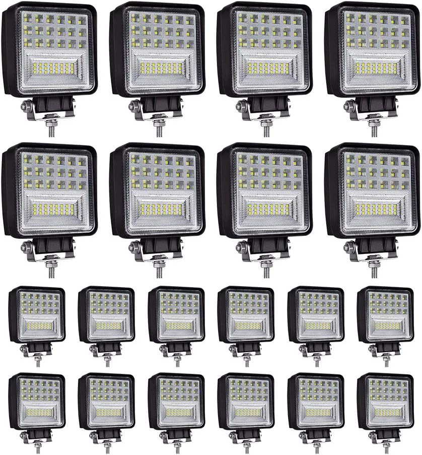 WINBANG LED Light Pods, 4 inch 126W Square LED Work Light, 12V 24V Spot/Flood...