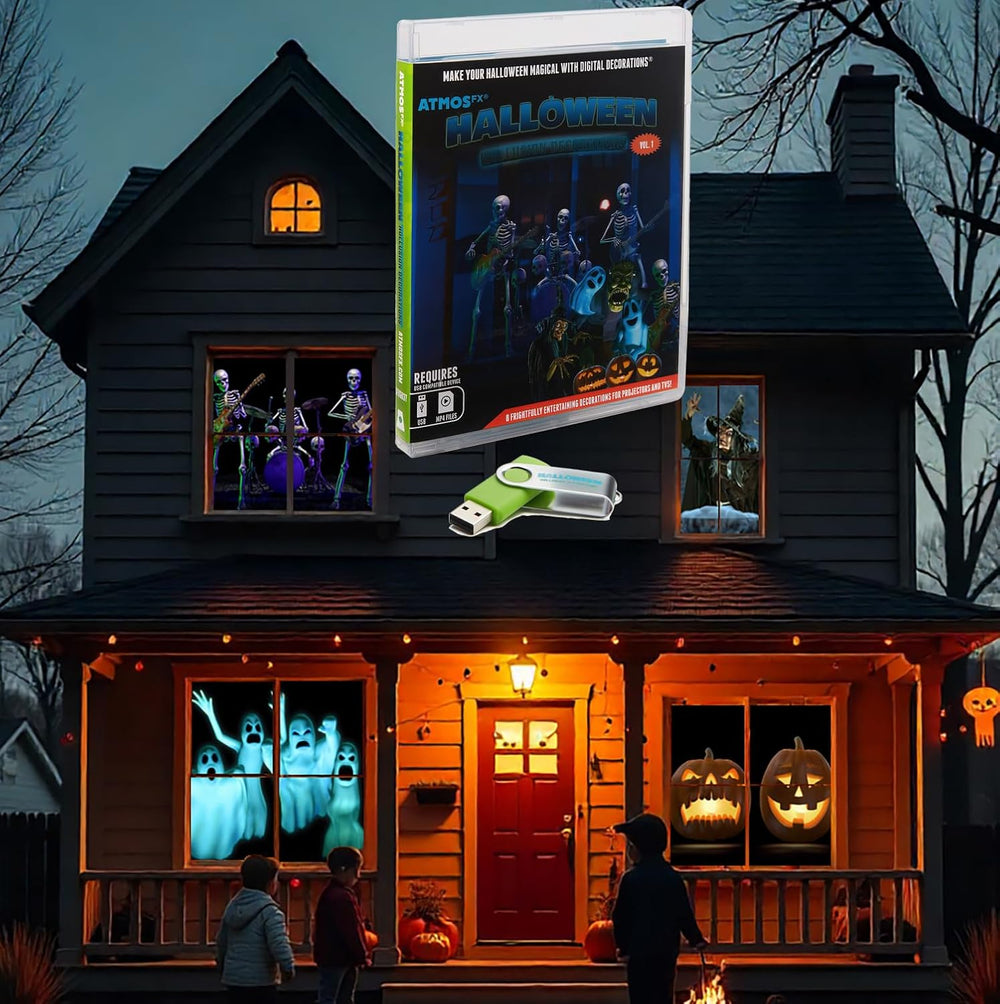 AtmosFXยฎ Halloween Hollusion Digital Decoration on USB Includes 8 Atmosfx Vid...