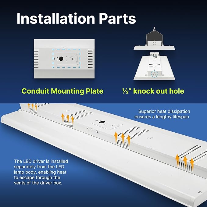 2 FT Linear LED Shop Lights, 170LM Bay Ceiling Shop Light