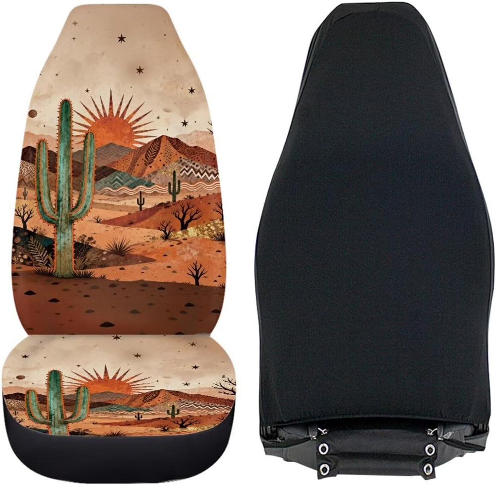 BIGCARJOB Desert Cactus Car Seat Cover Full Set Universal Car Interior Access...