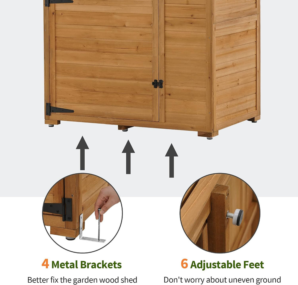 MCombo Large Outdoor Storage Cabinet with 3 Shelves, Wood Garden Shed 1998