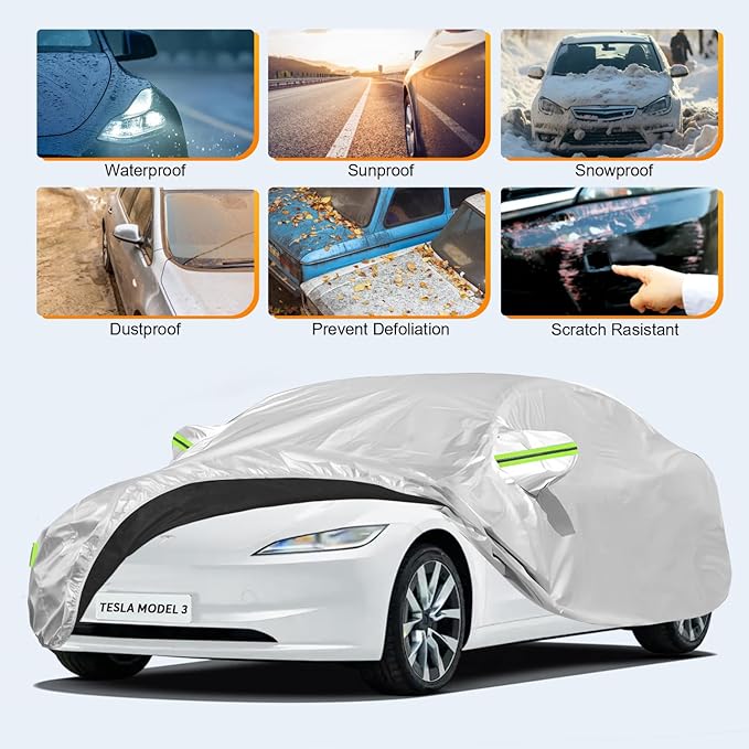 Custom Fit Car Cover for Tesla Model 3, All-Weather Protection, Anti-Scratch
