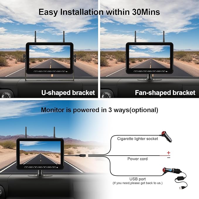 Fookoo 1080P 10" Wireless RV Backup Camera System