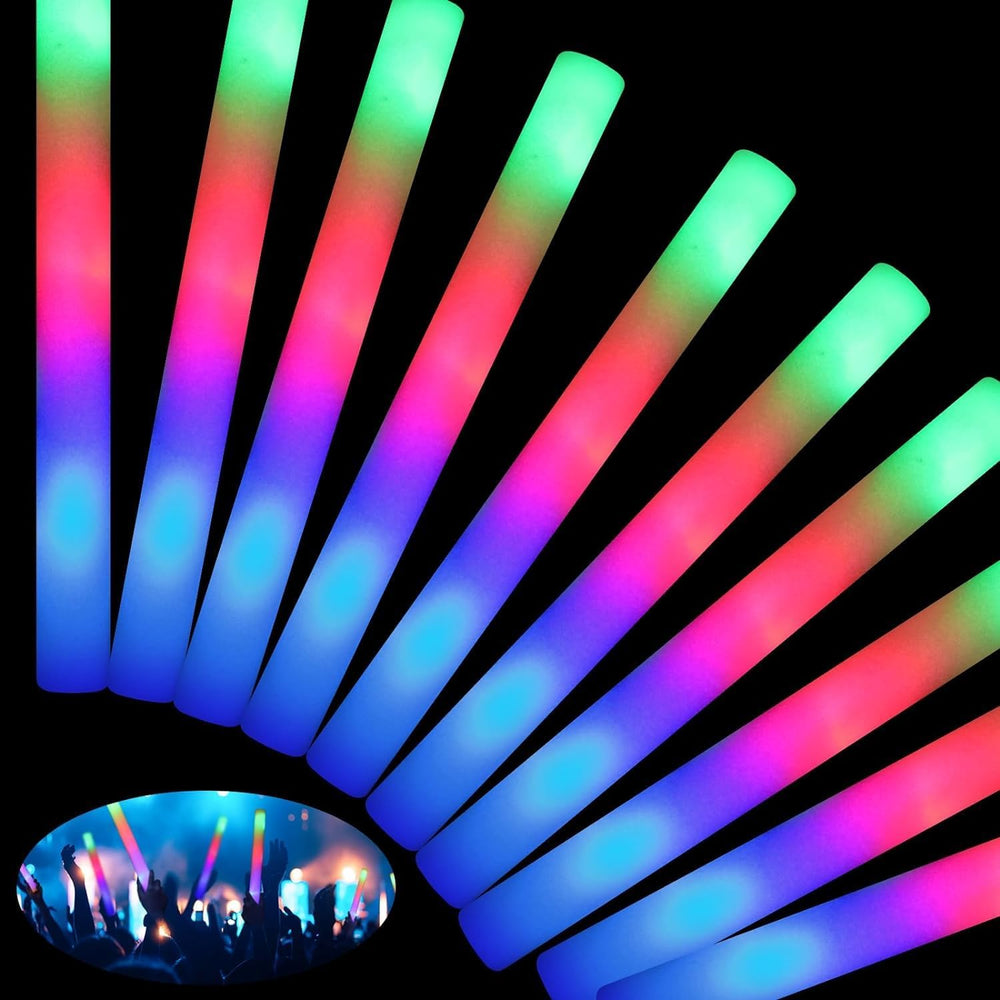 HONLYNE 46 PCS Foam Glow Sticks with 3 Modes Colorful Flashing, Foam Light Up...