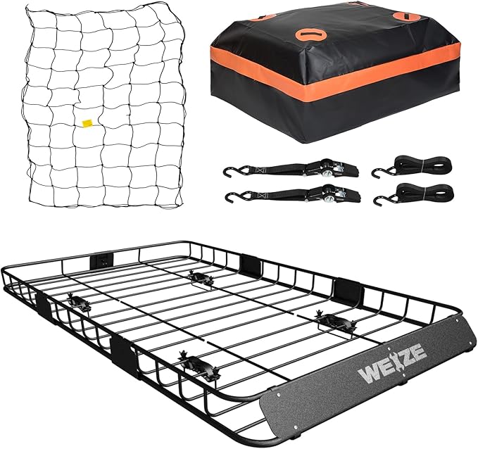 WEIZE 54" x 34" Heavy Duty Roof Rack, Rooftop Cargo Carrier Basket