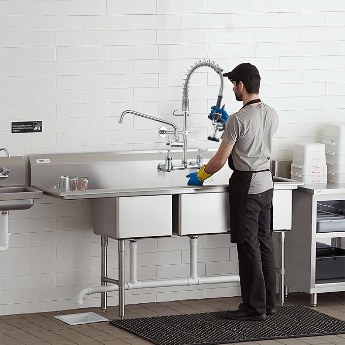 Fapully Commercial Kitchen Faucet, Wall Mount Kitchen Sink Faucet