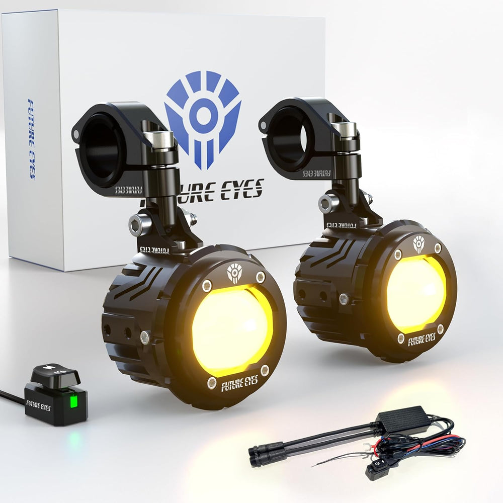 Future Eyes Motorcycle LED Fog Lights, 120W Auxiliary Driving Spotlight, High...
