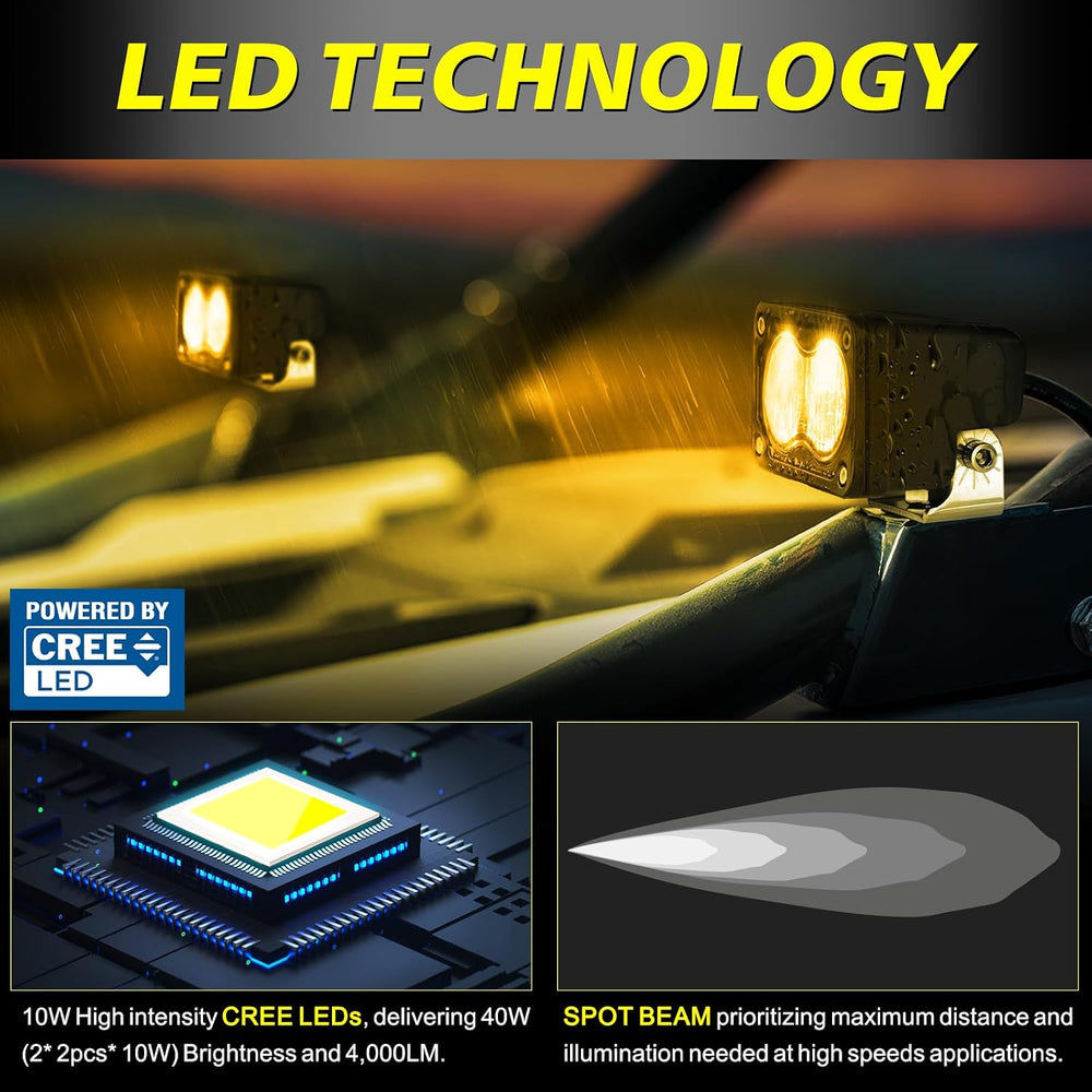 Amber LED Pods 3 Inch 40W Spot CREE LED Off Road Driving Lights