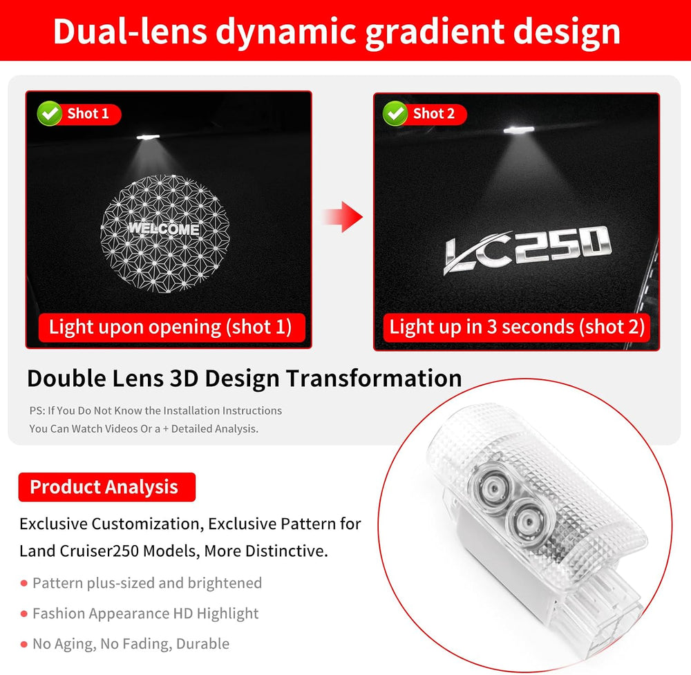 Car Door Light Logo Projection Lamp for 2024-2026 Toyota Land Cruiser 1958 25...