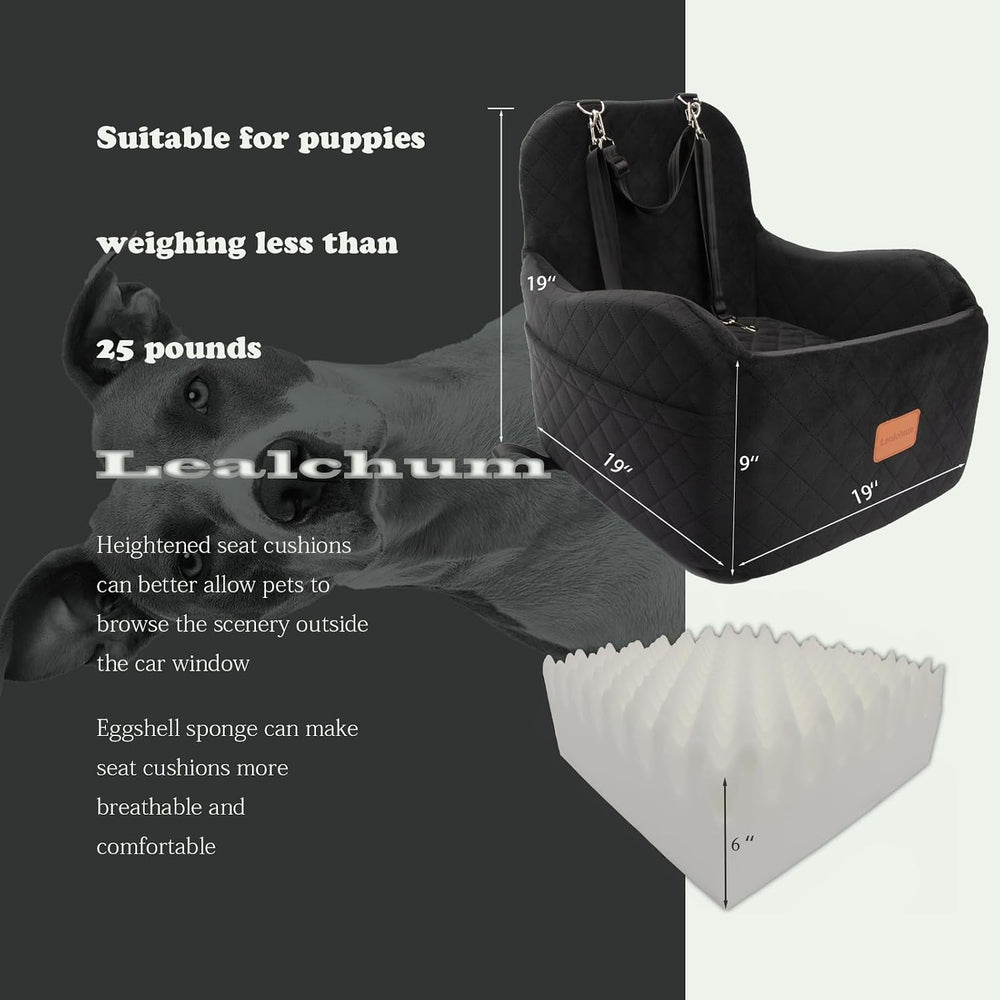Lealchum Dog Booster Car Seat for Small/Medium Dogs Up to 35lbs,Elevated Cush...
