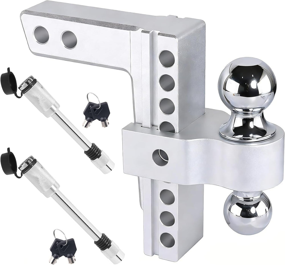 Aluminum Adjustable Trailer Hitch for 2-Inch Receiver 8 Inch Drop/Rise Hitch ...