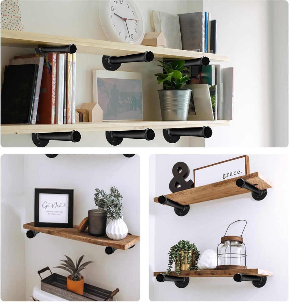 Pintuson 6 Pcs Industrial Pipe Clothes Bar 10 Inch - Wall Mount Clothing Rack...