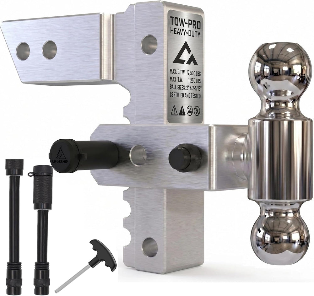 Adjustable Trailer Hitch - Heavy Duty Aluminum Drop Drawbar Hitch - Fits 2.5&...