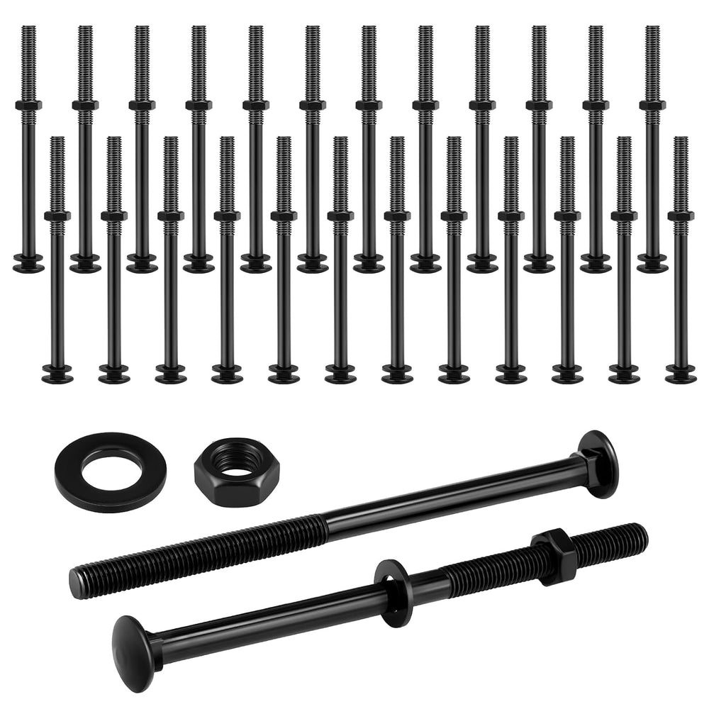 Zonon 24 Sets Carriage Bolt, Black, 1/2 x 8 Inch