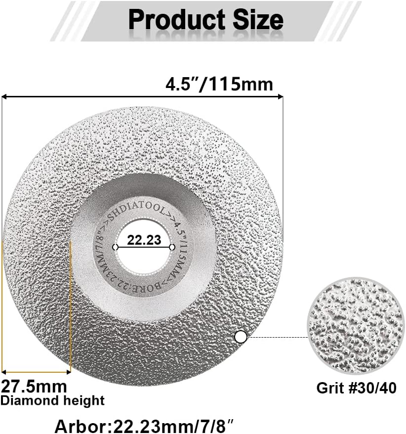 SHDIATOOL Diamond Grinding Cup Wheel 4-1/2 Inch for Granite, Marble and Mason...