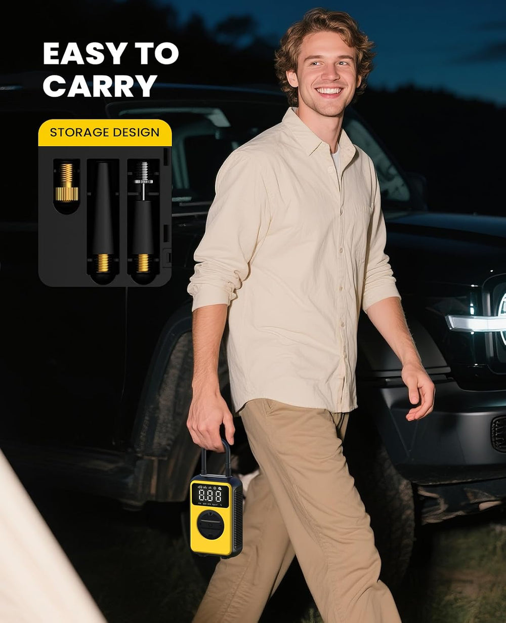 Tire Inflator Portable Air Compressor Cordless with Pressure Gauge and Auto S...