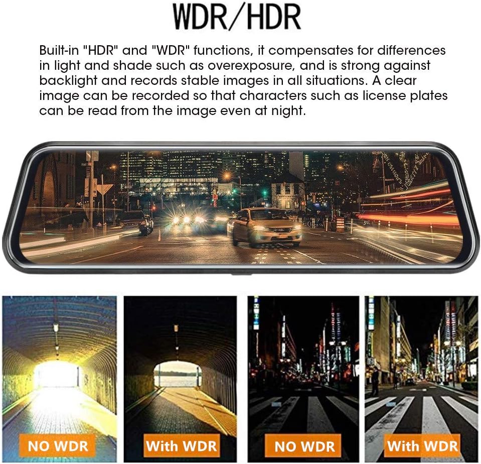 Upgraded 10'' Rear View Mirror Camera Mirror Dash Cam Front and Rear ...