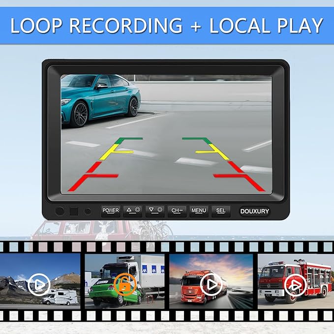 Backup Camera System with 9'' Quad Split 1080P Monitor