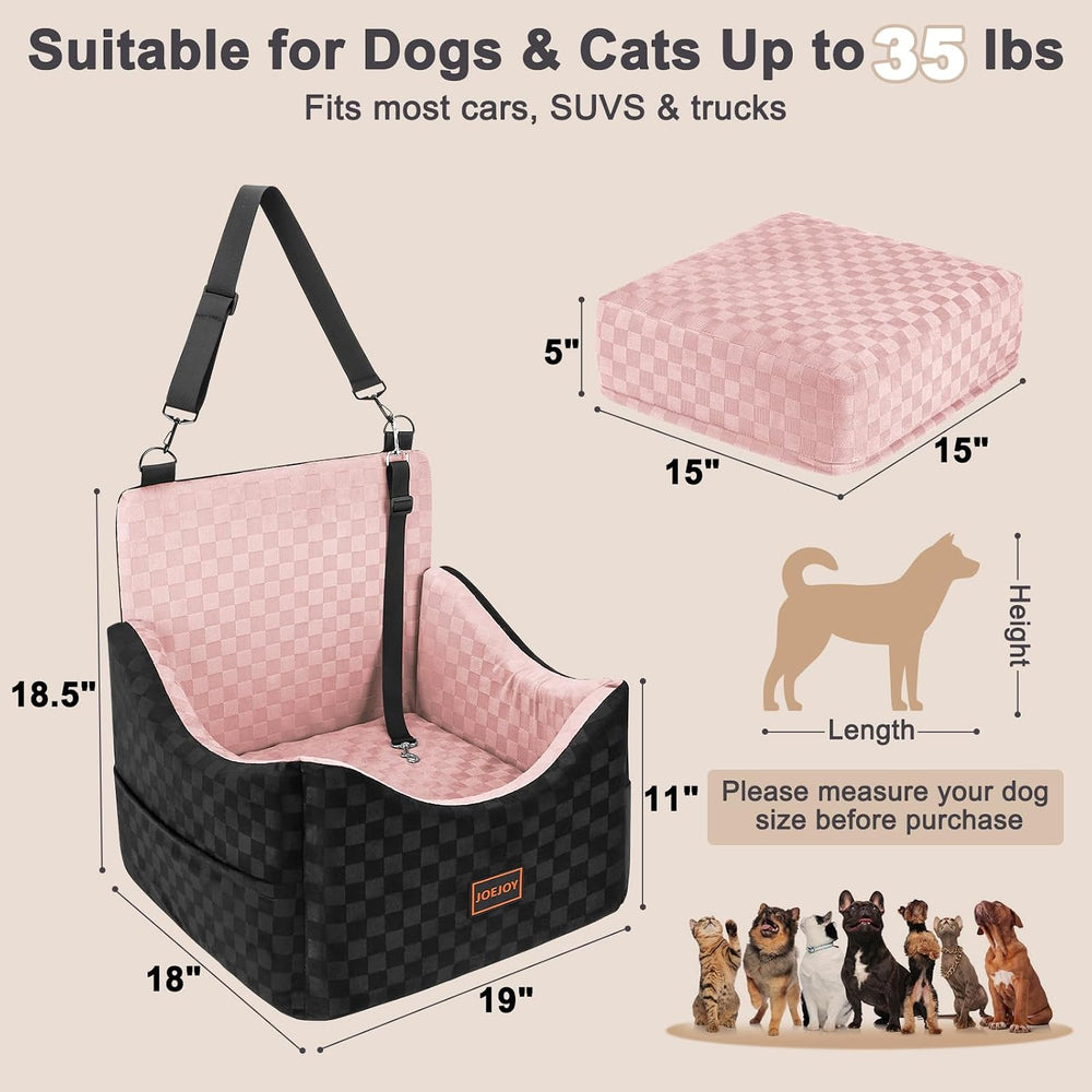JOEJOY Elevated Dog Car Seat for Small/Medium Dogs up to 35 lbs, Memory Foam ...