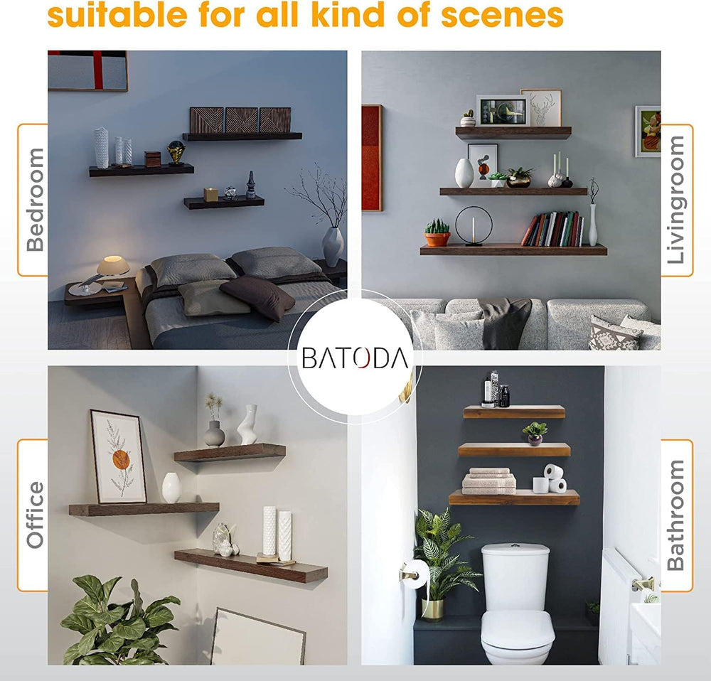 BATODA 6" Floating Shelf Bracket Heavy Duty (16 pcs) โ Solid Steel Blind...