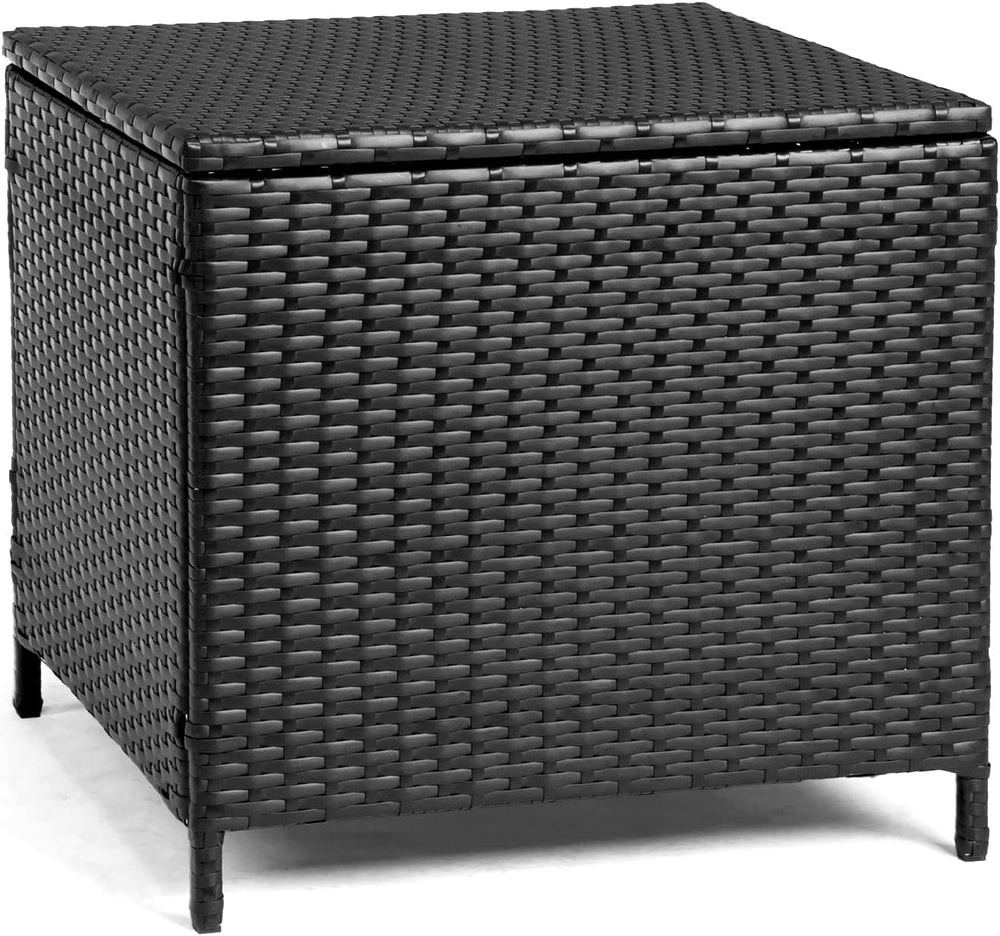 VINGLI 27 Gallon Outdoor Deck Box, Wicker Outdoor Storage Box with Lid, Small...