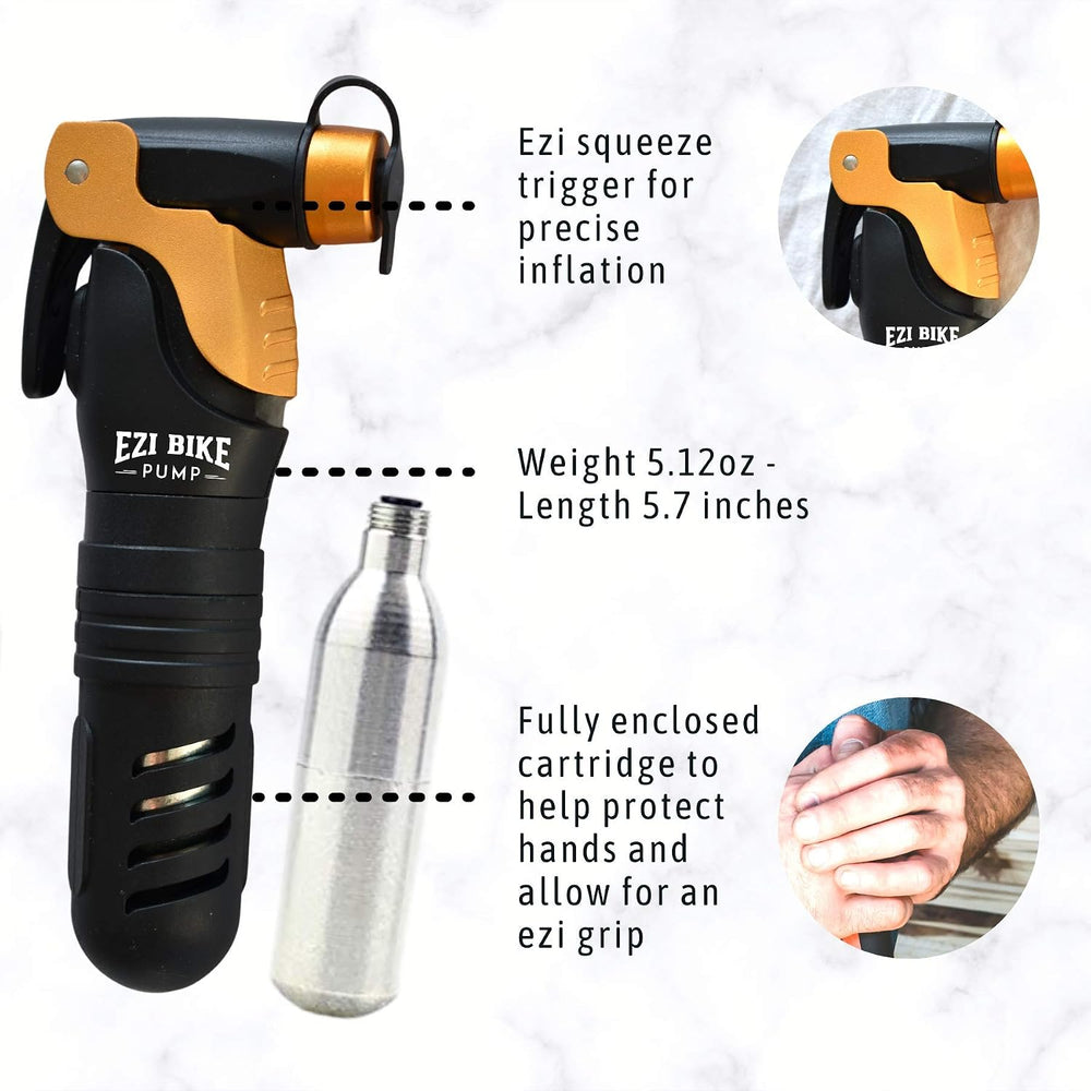 CO2 Bike Tire Inflator Pump Kit – Portable Emergency Mini Inflator with 16g C...