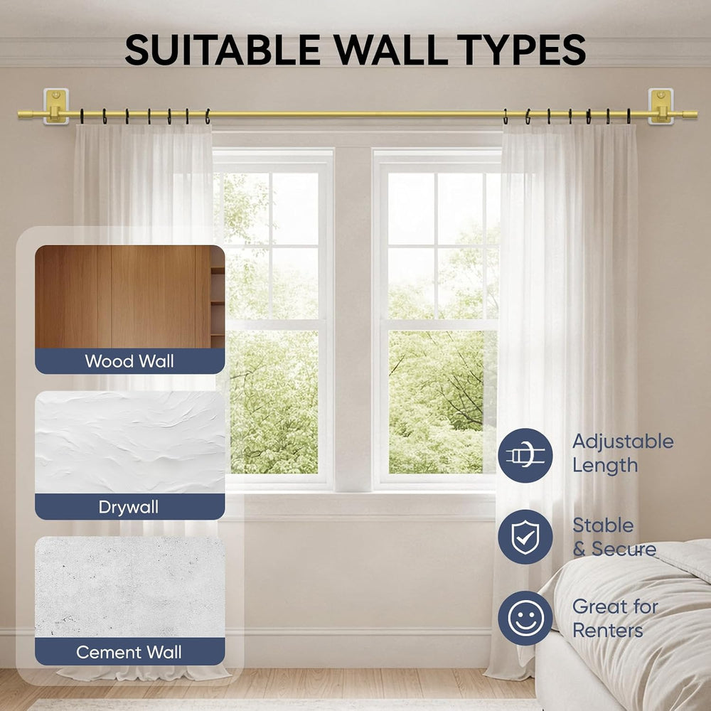 2.0 Upgraded No-Drill Curtain Rod for Windows 66 to 120 inches โ Renter-Frien...