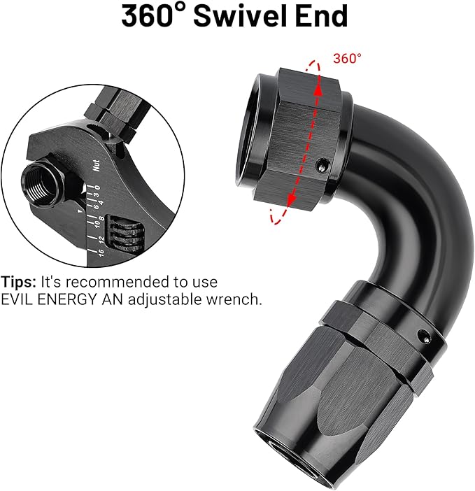 EVIL ENERGY 12AN 120 Degree One Piece Full Flow Hose End Fitting Swivel