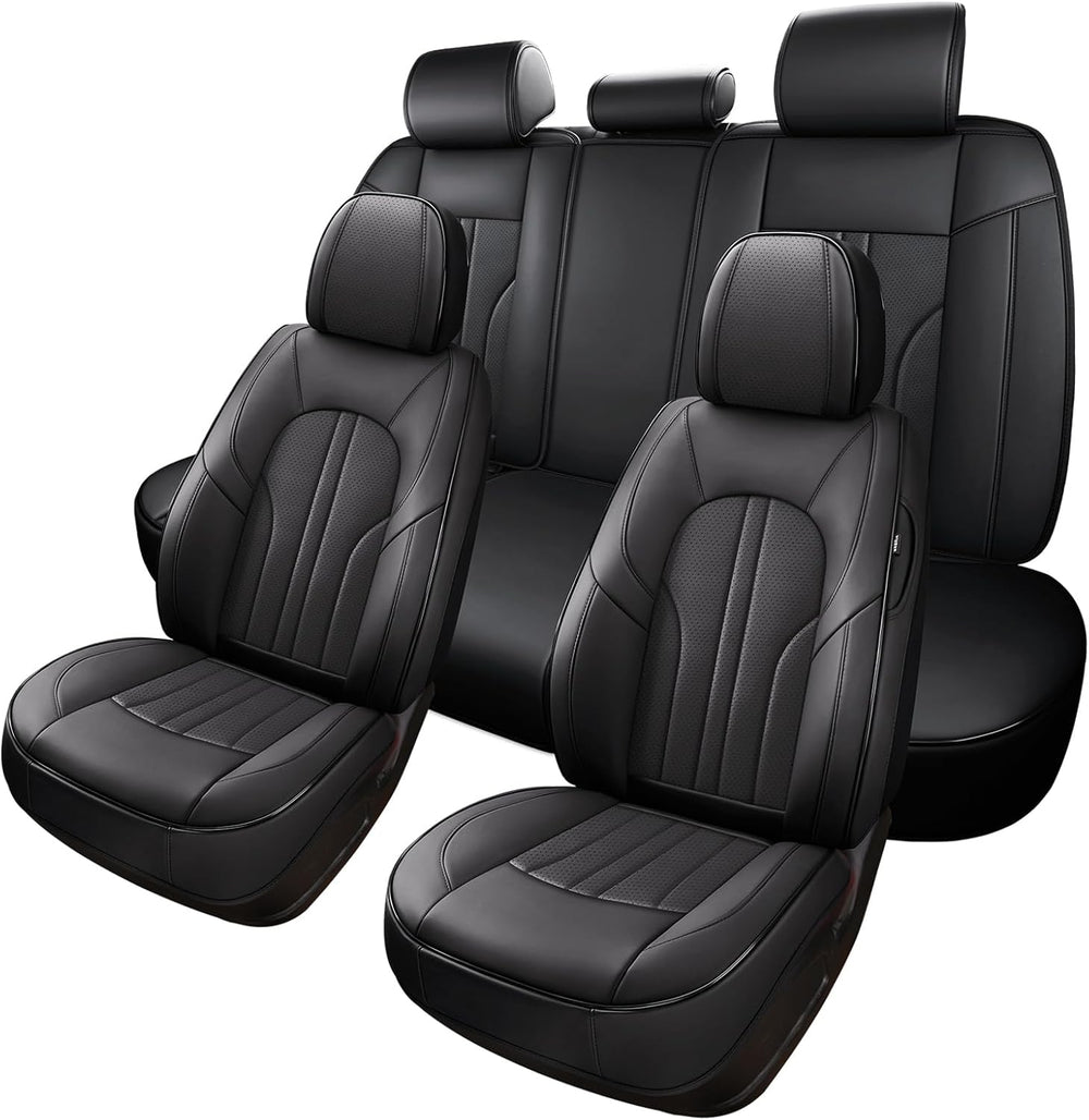MINGBRON Car Seat Cover Full Set, Leather Car Seat Cover, Waterproof Seat Cov...