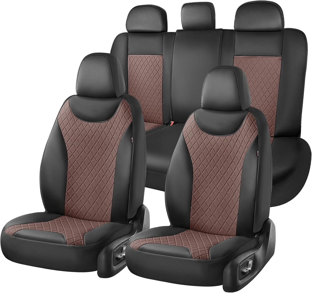 Coverado Car Seat Covers Full Set, Leather Seat Covers for Front and Back Sea...