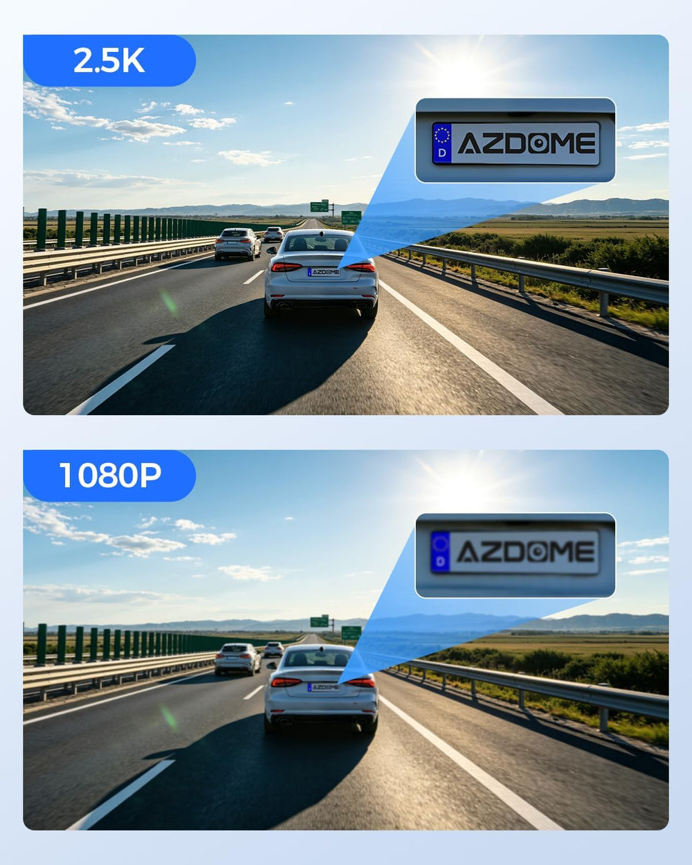 AZDOME M350 4 Channel 360 Dash Cam, 2.5K Front 1080P Rear Inside, GPS WiFi