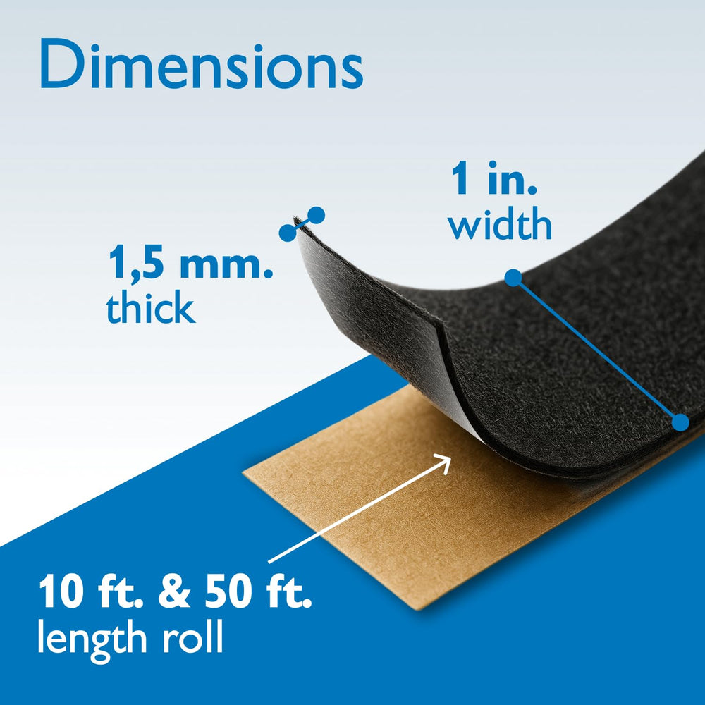 FindTape Polyester 1.5mm Felt Tape โ 1 in. x 50 ft. Felt Strips with Adhesive...