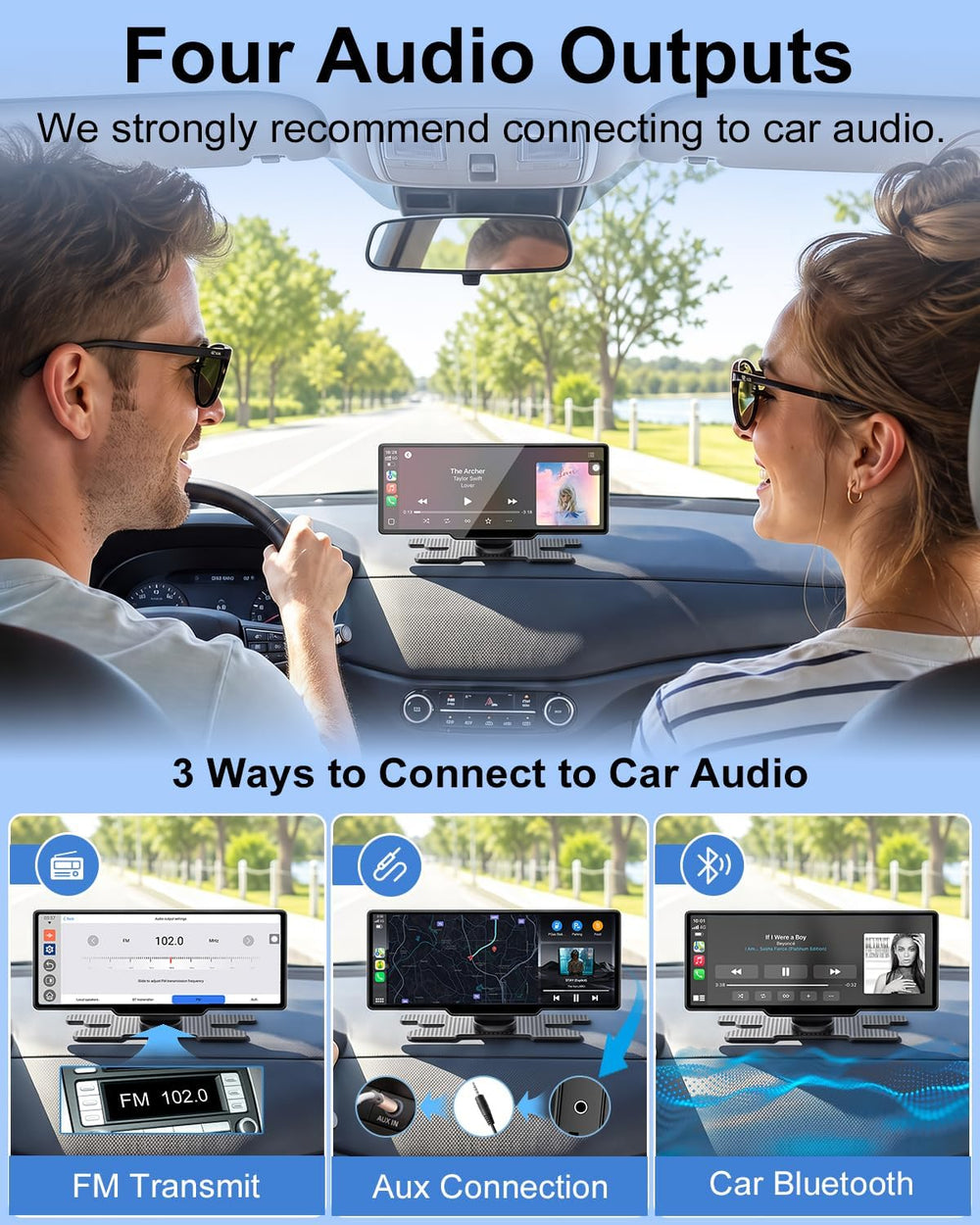 Carplay Screen for Car, 10.26" Wireless Apple CarPlay & Android Auto