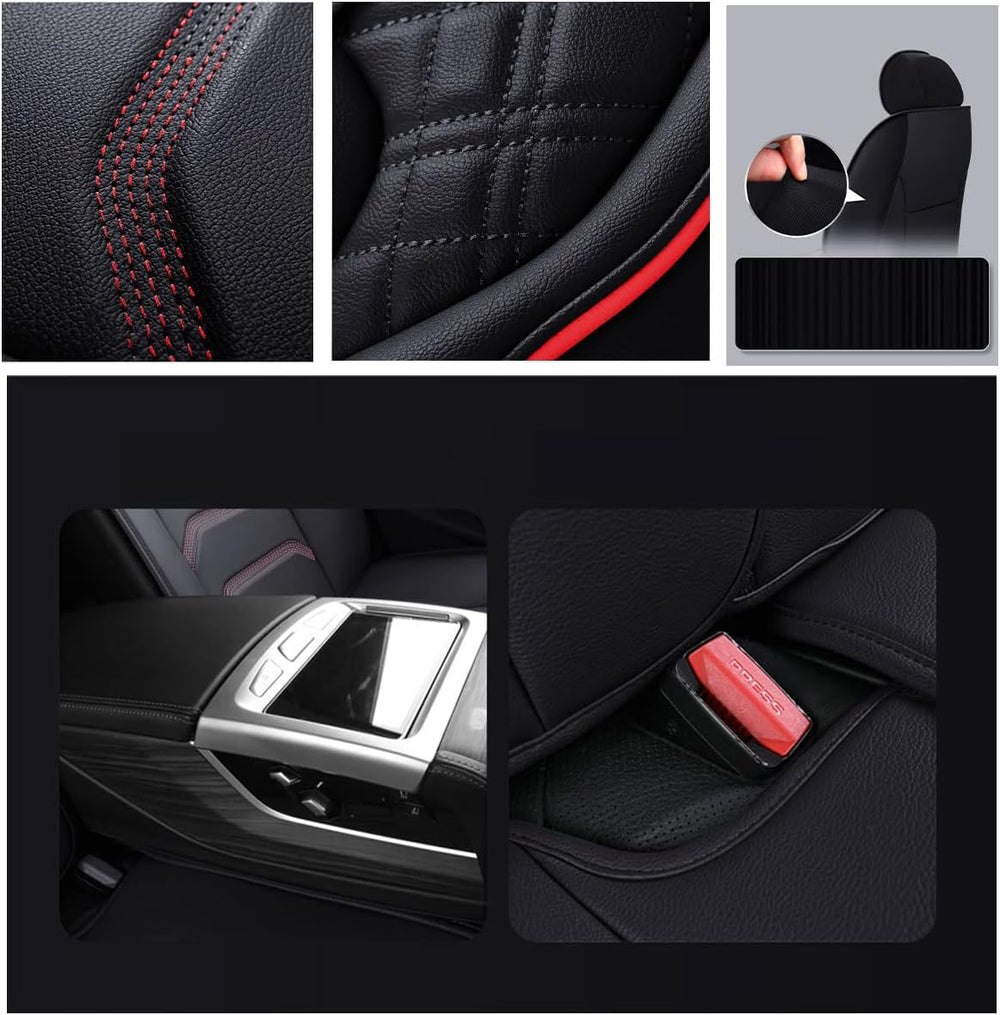 Comfortable Leather Auto Car Seat Covers 5 Seats Full Set Universal Fit (Blac...