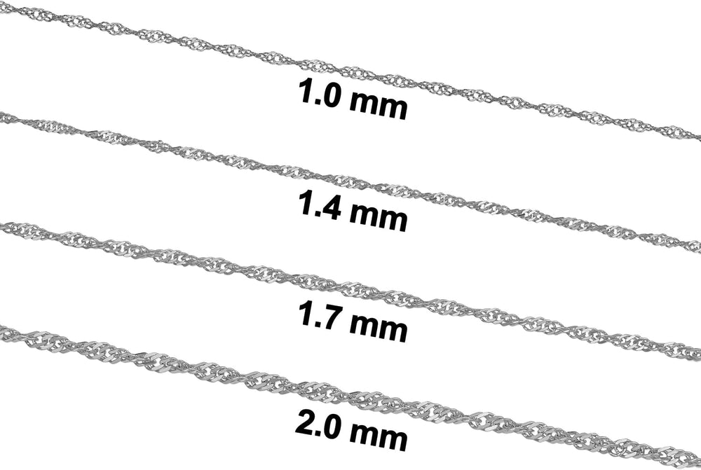 Kooljewelry 14K White Gold Filled Singapore Chain Necklace for Women