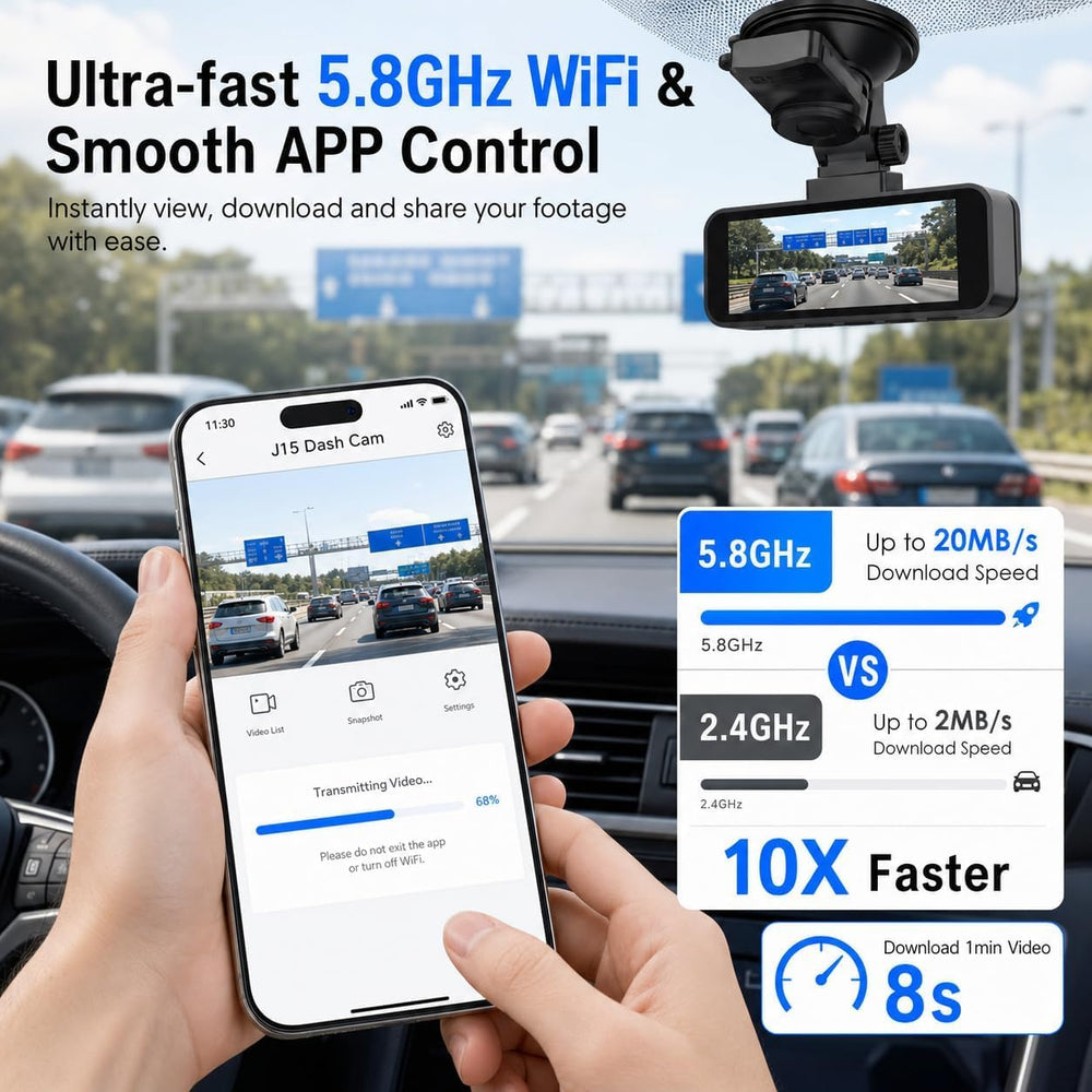 4K+4K Dash Cam Front and Rear, Free 128GB Card, Dash Cam for Car