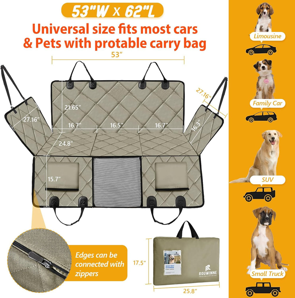 Hard Bottom Dog Car Seat Cover for Back Seat, Backseat Extender