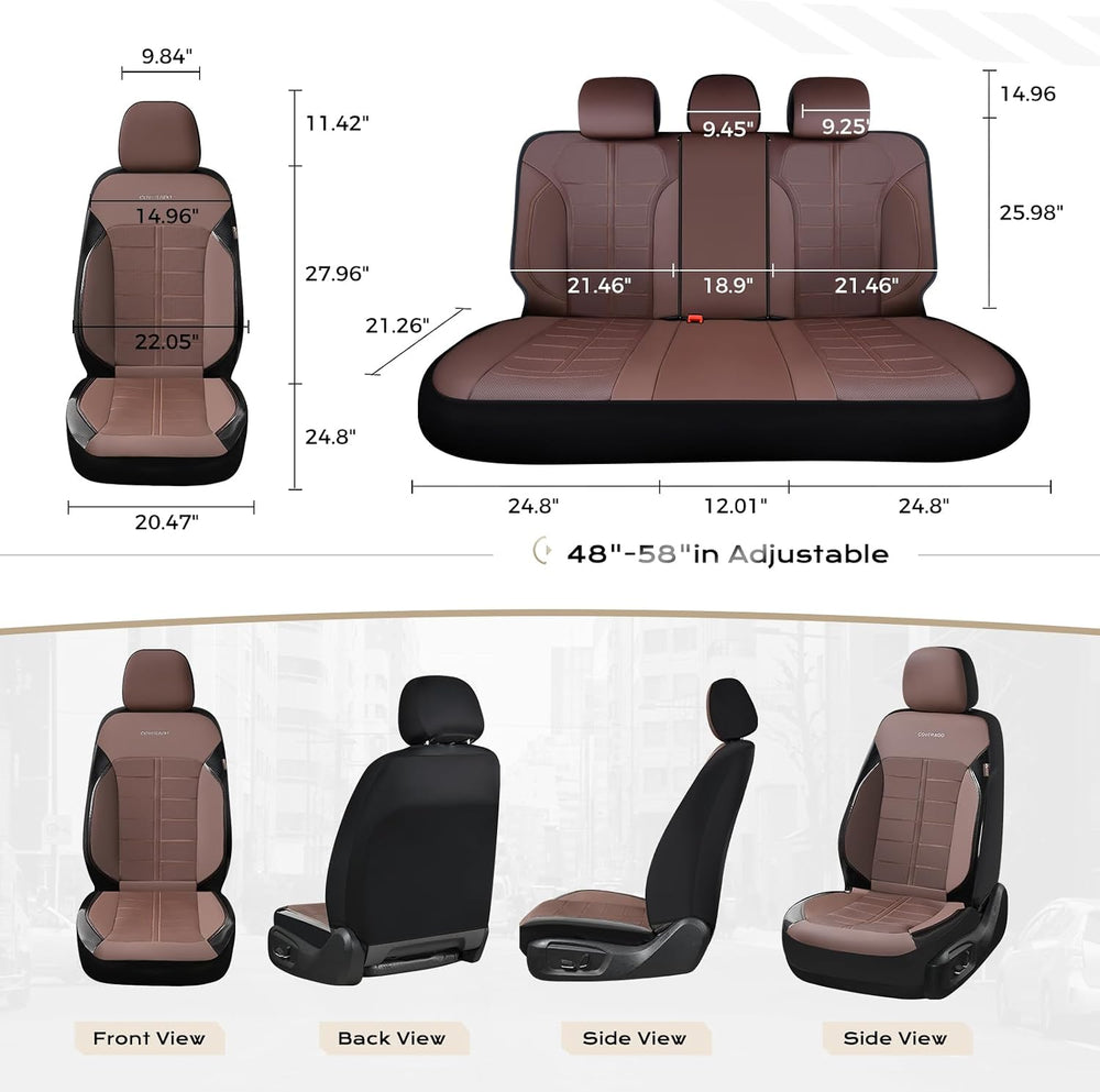 Coverado Full Set Leather Car Seat Covers, Crafted with Full Leather Construc...