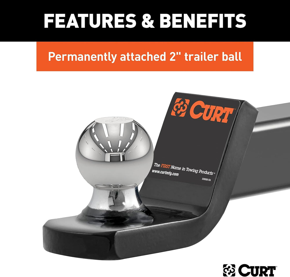 CURT 45134 Fusion Trailer Hitch Ball Mount with 2" Ball, 7,500 lb, 2&quo...