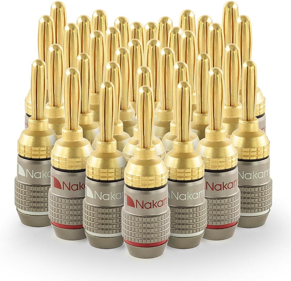 Nakamichi FanLock Excel Series 24k Gold Plated Banana Plugs, 10-18 AWG