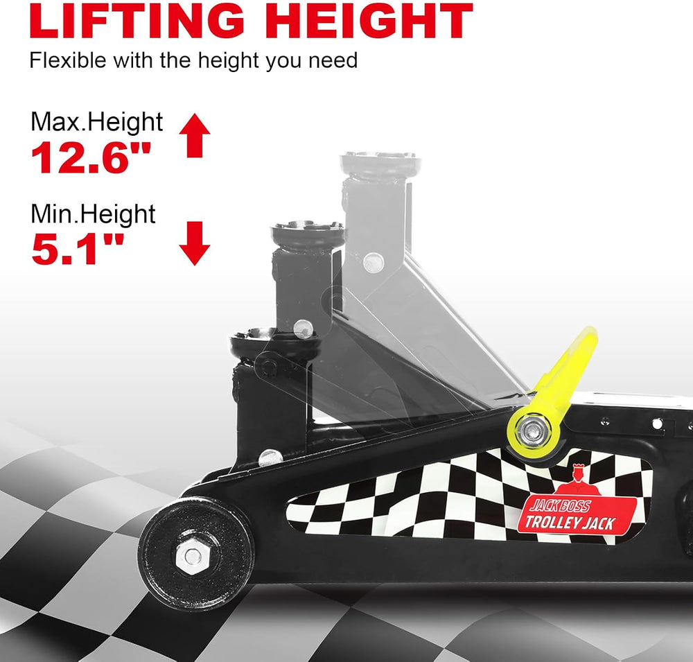 Jack Boss Floor Jack 1.5 Ton (3,000 LBs) Hydraulic Car Jack, Lifting Range fr...