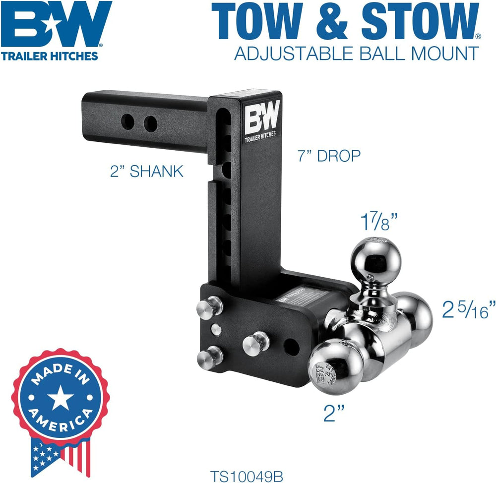 B&W Trailer Hitches Tow & Stow Adjustable Trailer Hitch Ball Mount - ...