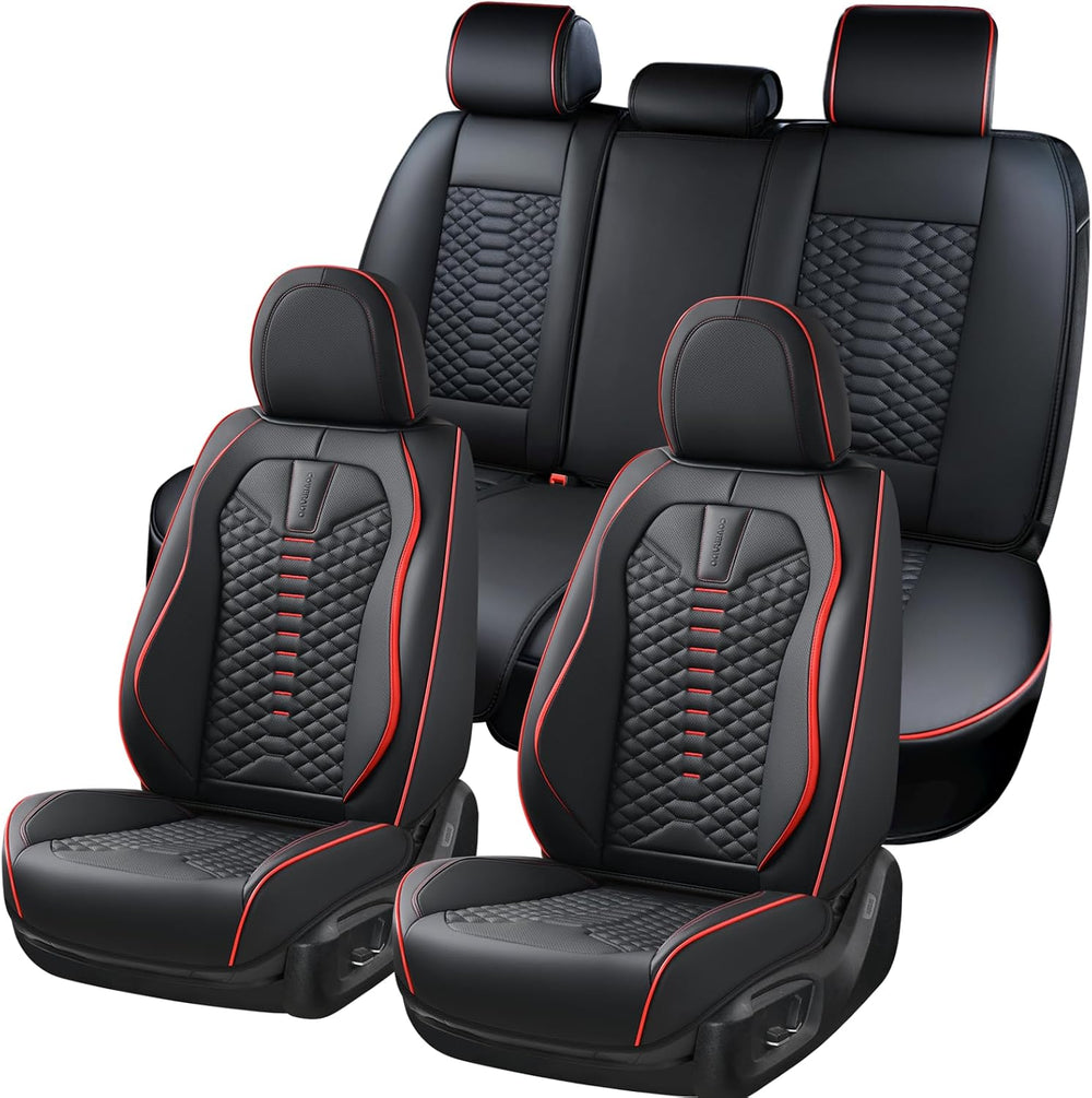 Coverado Seat Covers Full Set, Waterproof Nappa Leather Seat Covers for Cars,...
