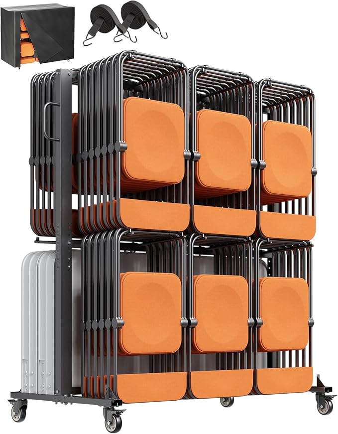 VEVOR Folding Chair Rack, 800 LBS Capacity, Heavy-Duty Chair Cart