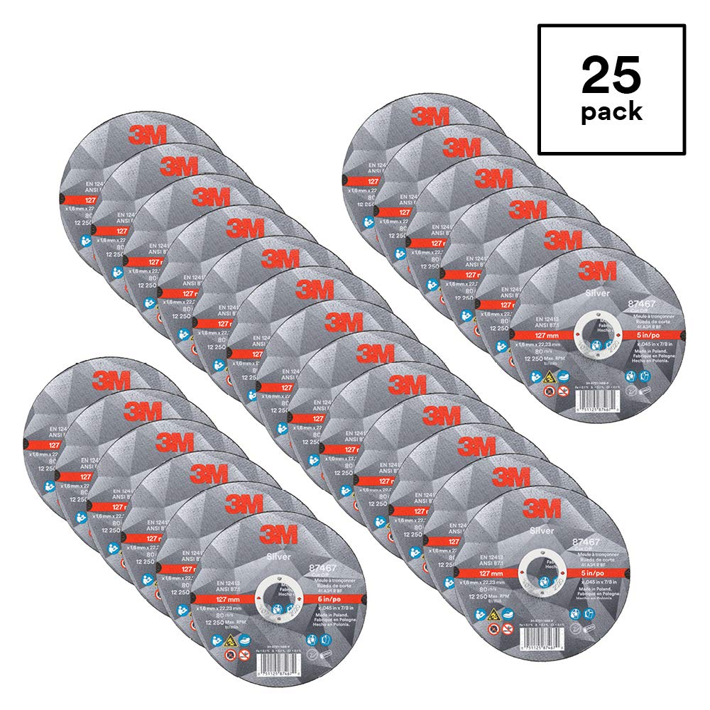 3M Silver Cut-Off Wheel, 87467, 36+, T1, 5 in x 0.045 in x 7/8 in