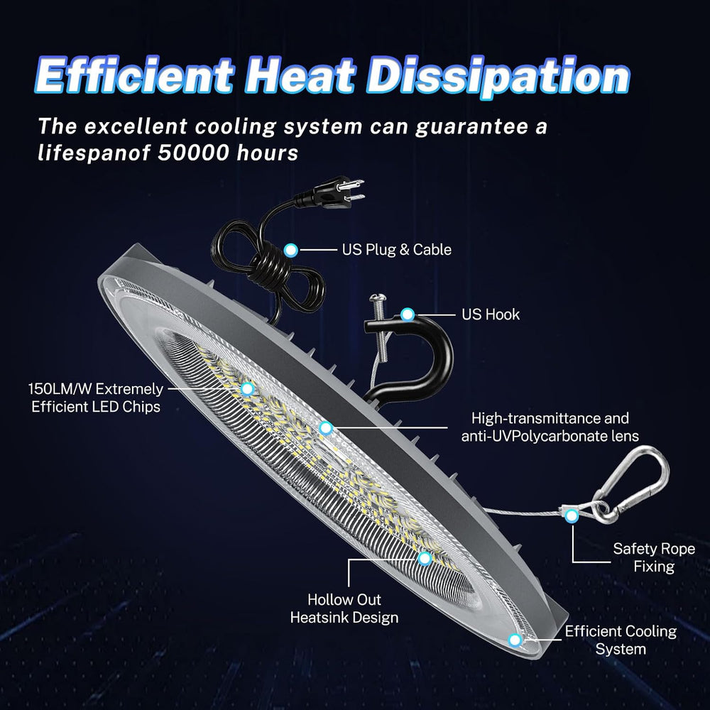 THELUX 200W 10Pack UFO Led High Bay Lights 5000K 28000LM(Equiv.800WMH/HPS), H...